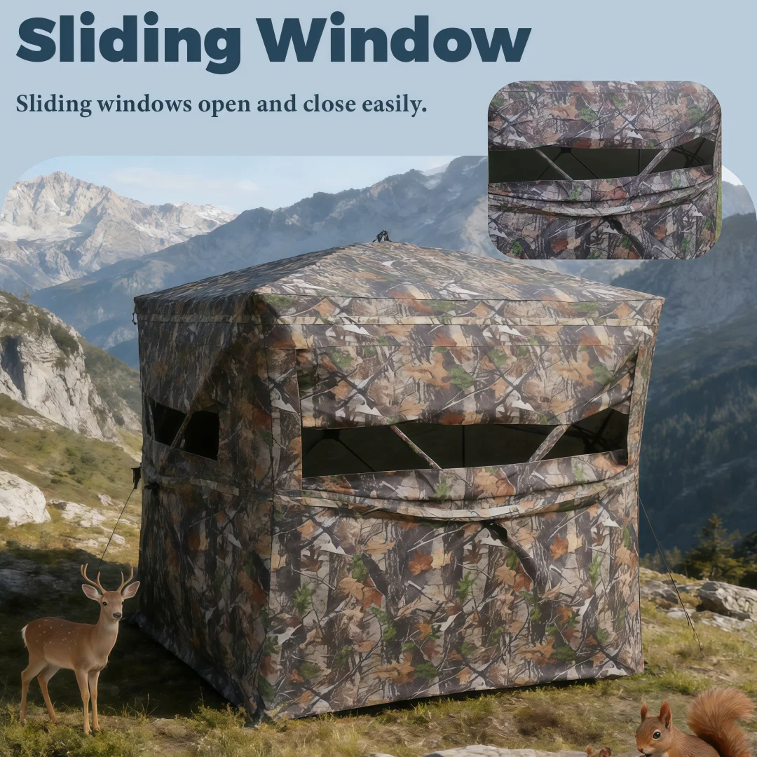 Camouflage Pop-Up Hunting Blind Ground Shelter for Deer Turkey And Duck Hunting Easy Setup And Storage Outdoor Camo Blind view 4