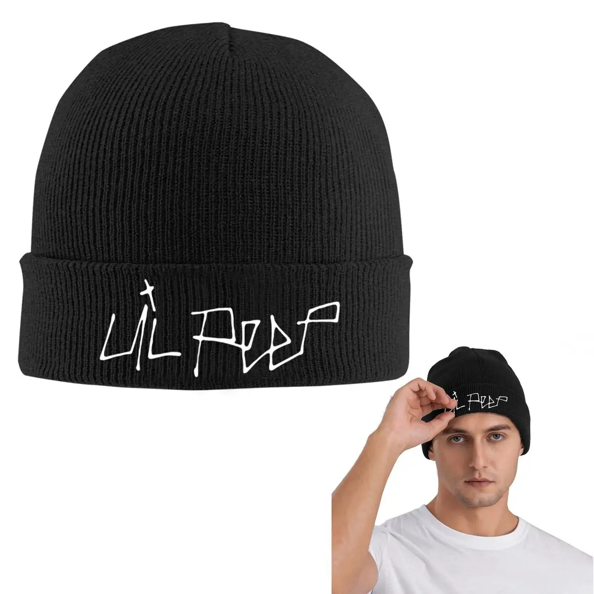Logo Lil Peep Gorro de punto cálido Gorro de hip hop Gorro Otoño Invierno Gorros al aire libre Sombreros para adultos unisex