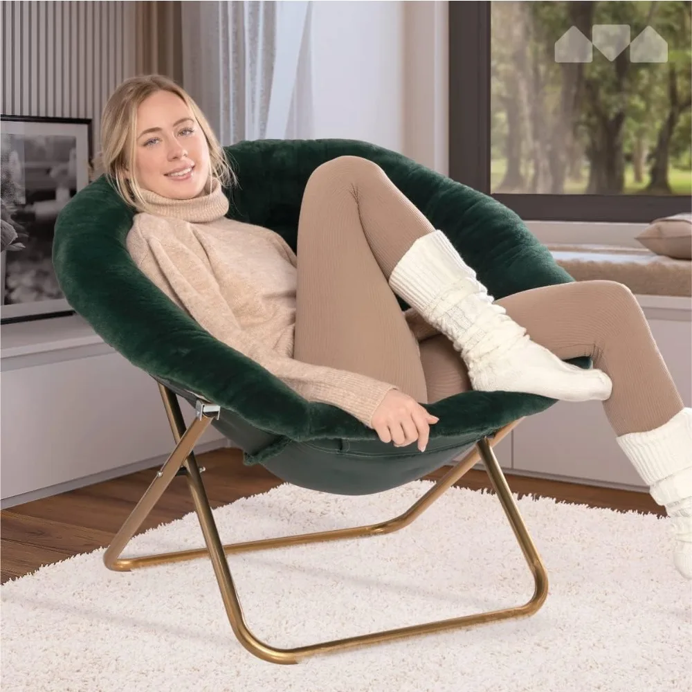 Modern Living Room Chair, Cozy Chair/Faux Fur Saucer Chair for Bedroom/X-Large, Living Room Chairs