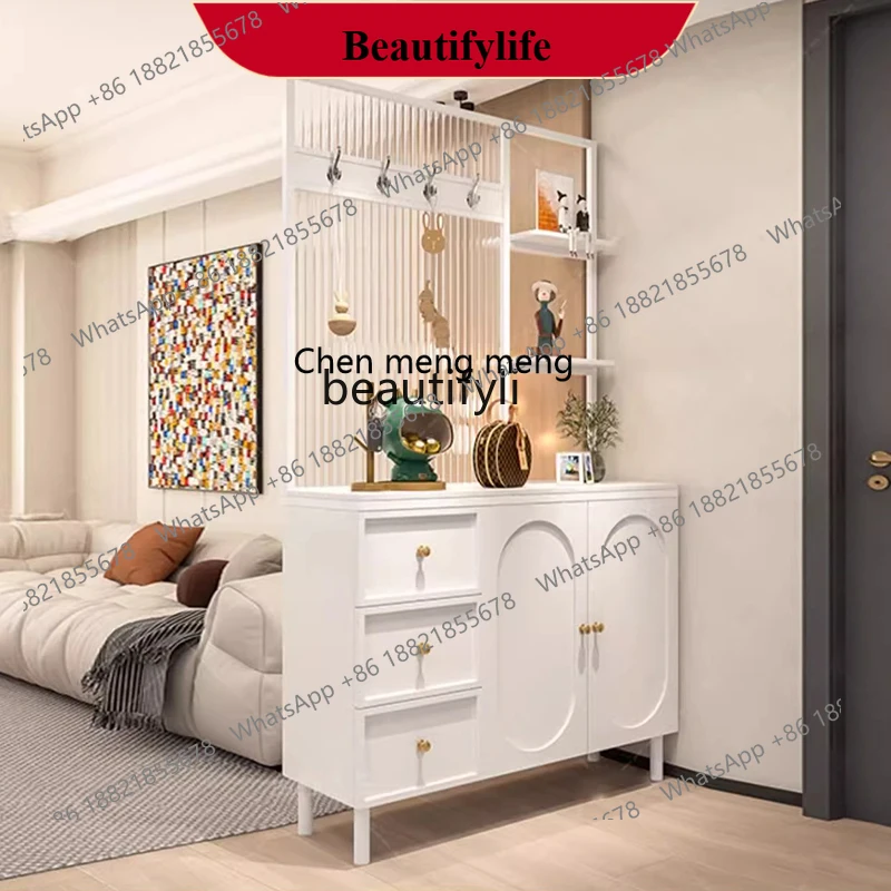 D178 Entry entrance cabinet, integrated French cream wind facing the door, glass partition, screen, locker