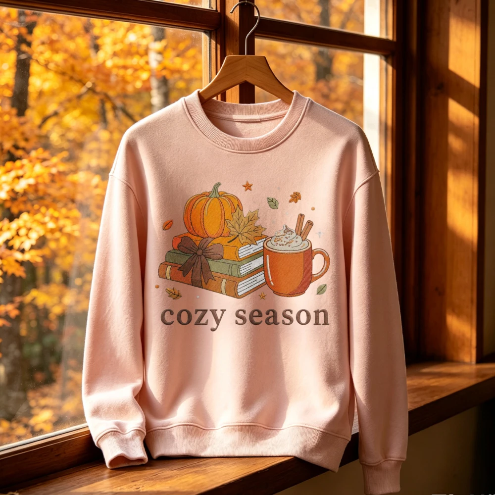 Cozy Season Book Lover Fall Coffee Reading Sweatshirt Pumpkin Spice Grey Autumn Top Booktok Merch Kawaii Clothes Winter Women view 4