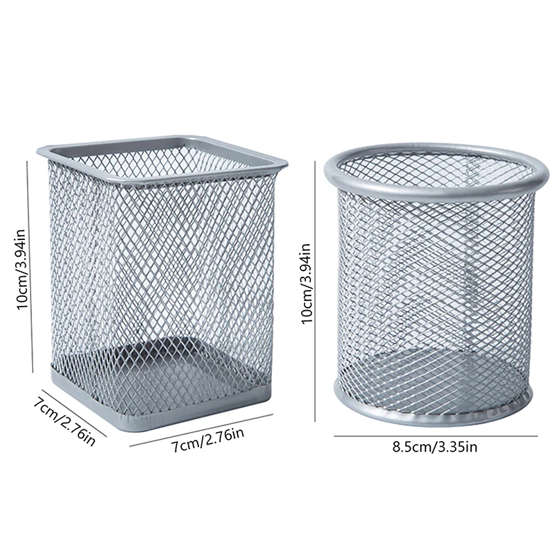 1pc Pencil Holder Office Desk Metal Mesh Square Pen Pot Case Stationery Container Organiser Durable Pencil Case