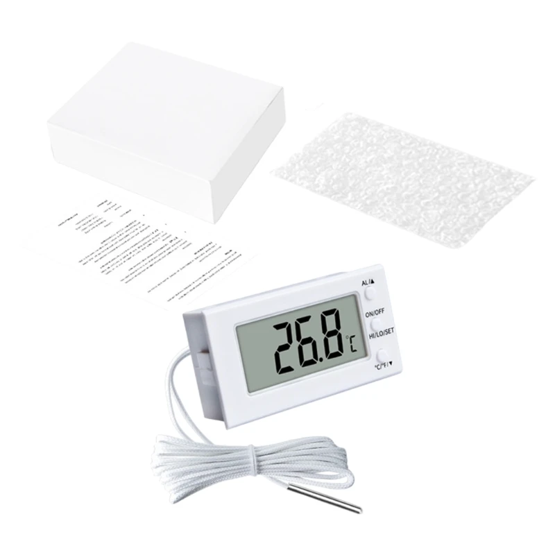 Digital Thermometers with Long Probe High Low Temperature Alarm -50 to 100℃/-50 to 300℃ Temperature Meter Battery Powered