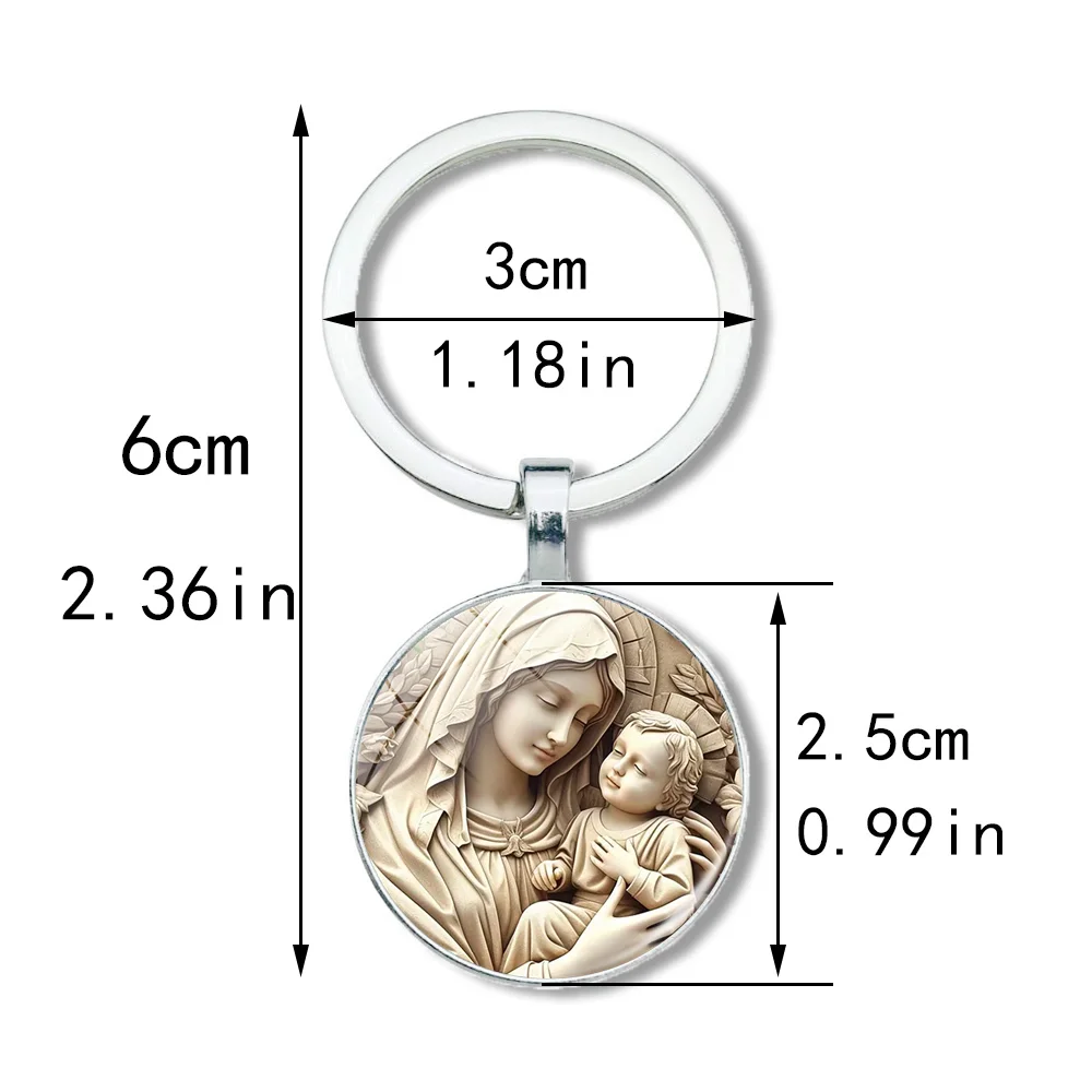 1pc Retro Virgin Mary Alloy Keychain - Unique Design of Religious Time Gem Suitable for Car Keys and Backpack Pendant Gifts