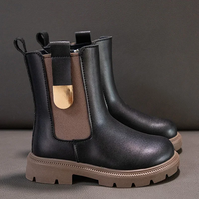 Winter Girls Boots Kids Shoes Girl Fall Fashion Chelsea Boots British Child Winter Warm Waterproof Boy Ankle Boots Size27-37