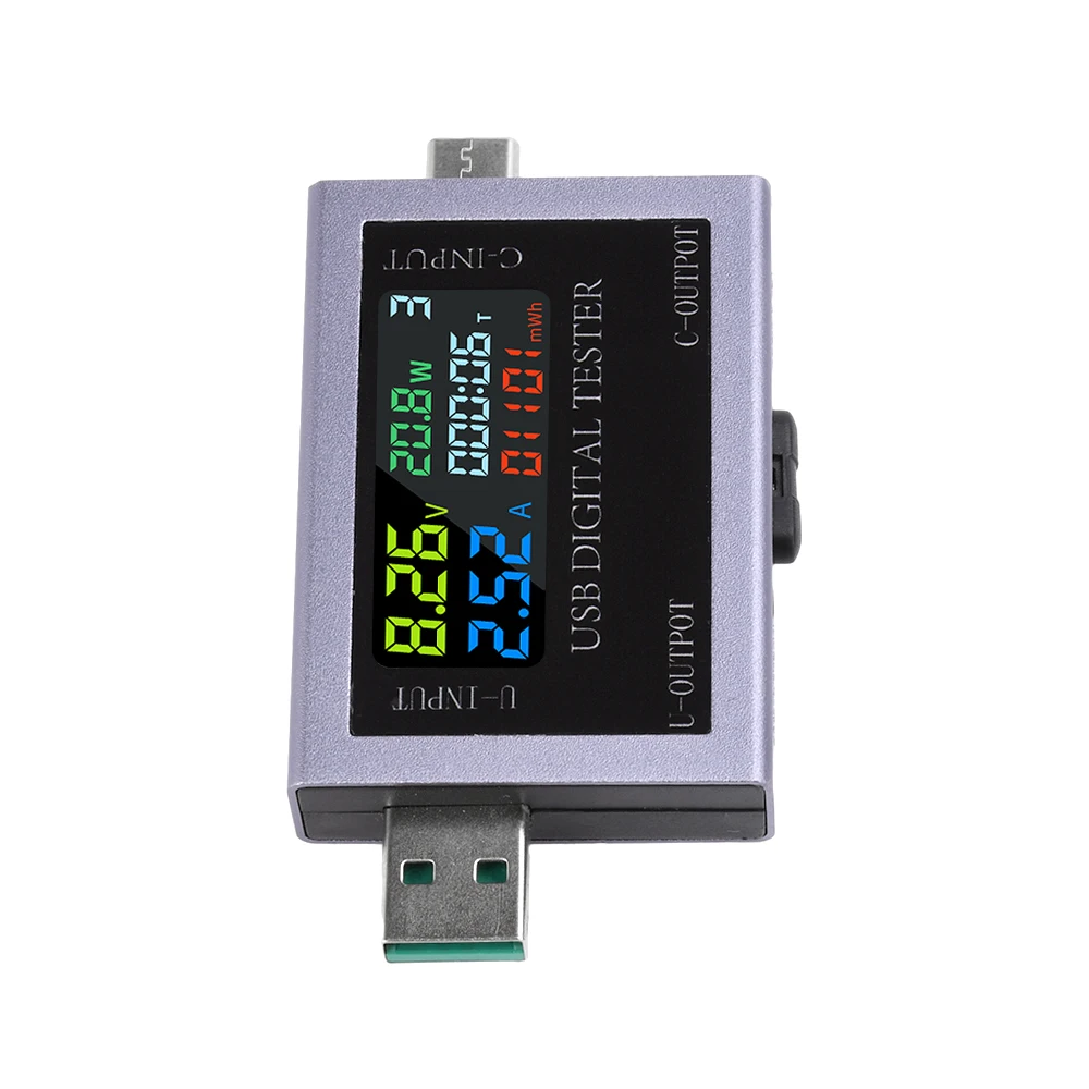 DC 4.5-50V 0-8A Multi-function Digital Display DC Voltage Ammeter Power Meter Type-c+USB Cell Phone Charging Tester Indicator