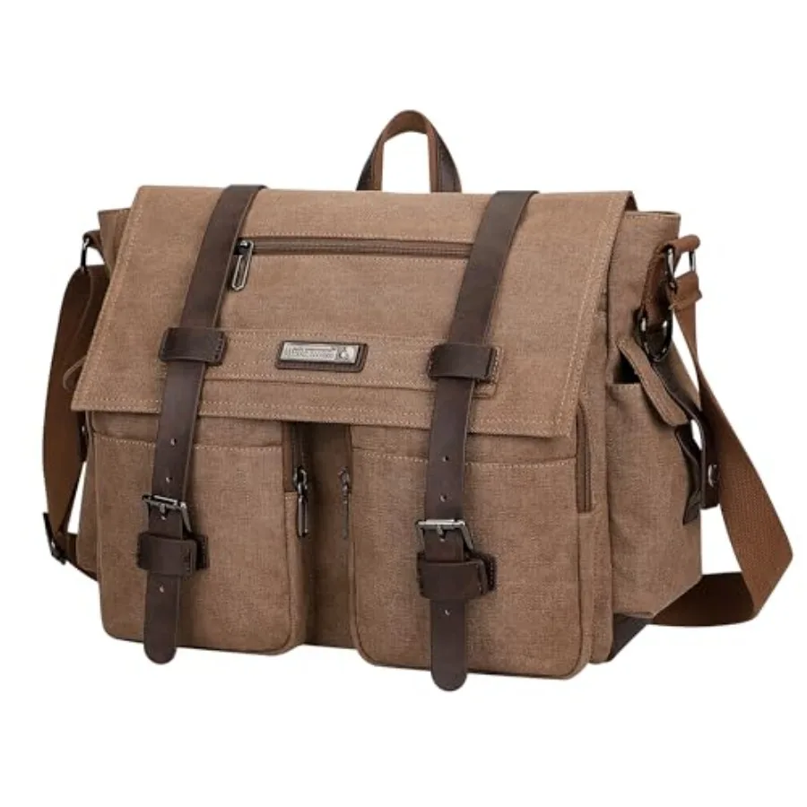 

WITZMAN Vintage Canvas Messenger Bag for Men and Women Large Satchel Bags Crossbody Shoulder with 16 inch Laptop