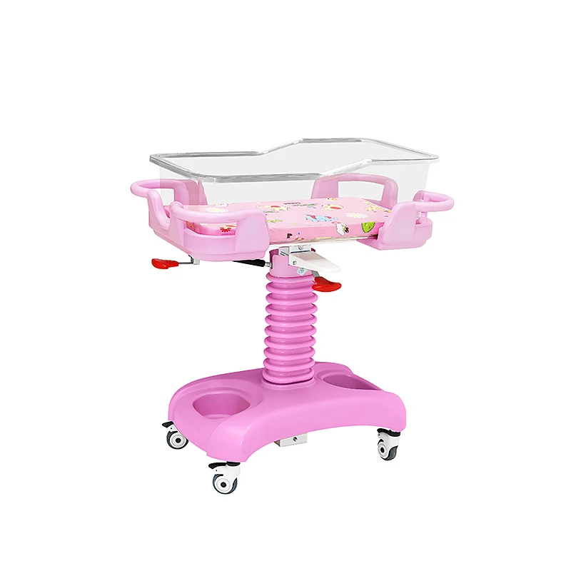 Adjustable height crib with clear ABS cradle neonatal ICU crib with Trendelenburg positioning