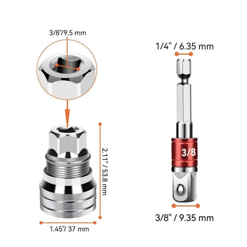 Adjustable Universal Electric Wrench Sleeve Converter Fits for Standard 3/8-3/4\'\' 10 to 19mm Socket Multifunctional Wrench Tool