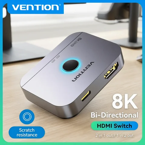 Vention HDMI Switcher 8K Bi-Direction 2.1 HDMI Switch 1x2/2x1 Adapter 2 in 1 Out Converter for PS4/5 Xiaomi TV Box HDMI Splitter