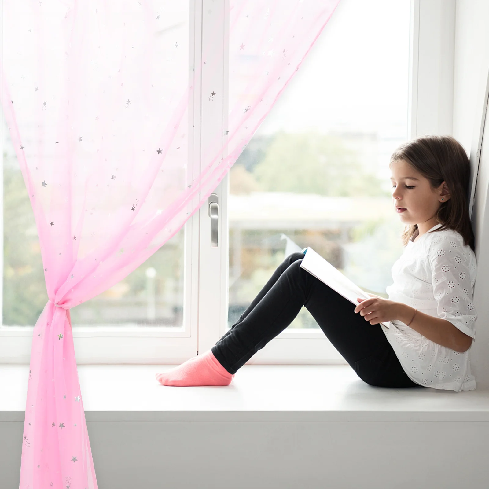 ستائر شفافة بنمط نجمة أنيقة من Alipis لغرفة النوم وغرفة المعيشة وستائر نافذة قابلة للتنفس