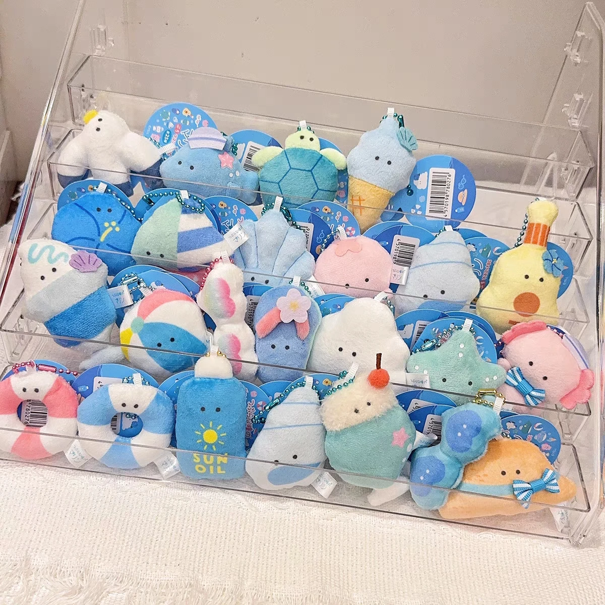 Yell 6.4cm plush Petit Marine round eyes 25 Types cute seagull axolotl ice cream sailboat turtle sun oil stuffed toys pendant