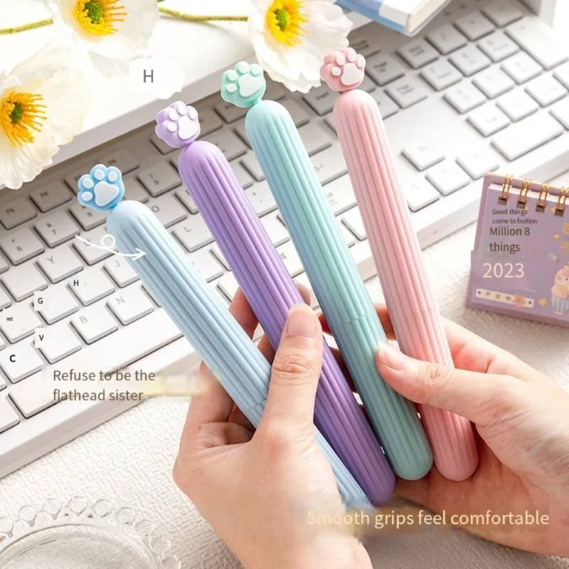 Cute Cartoon Style Small Comb Lovable Macaron Color Cat Claw Series Comb with Lid Student Portable Mini Comb  Hair Brush