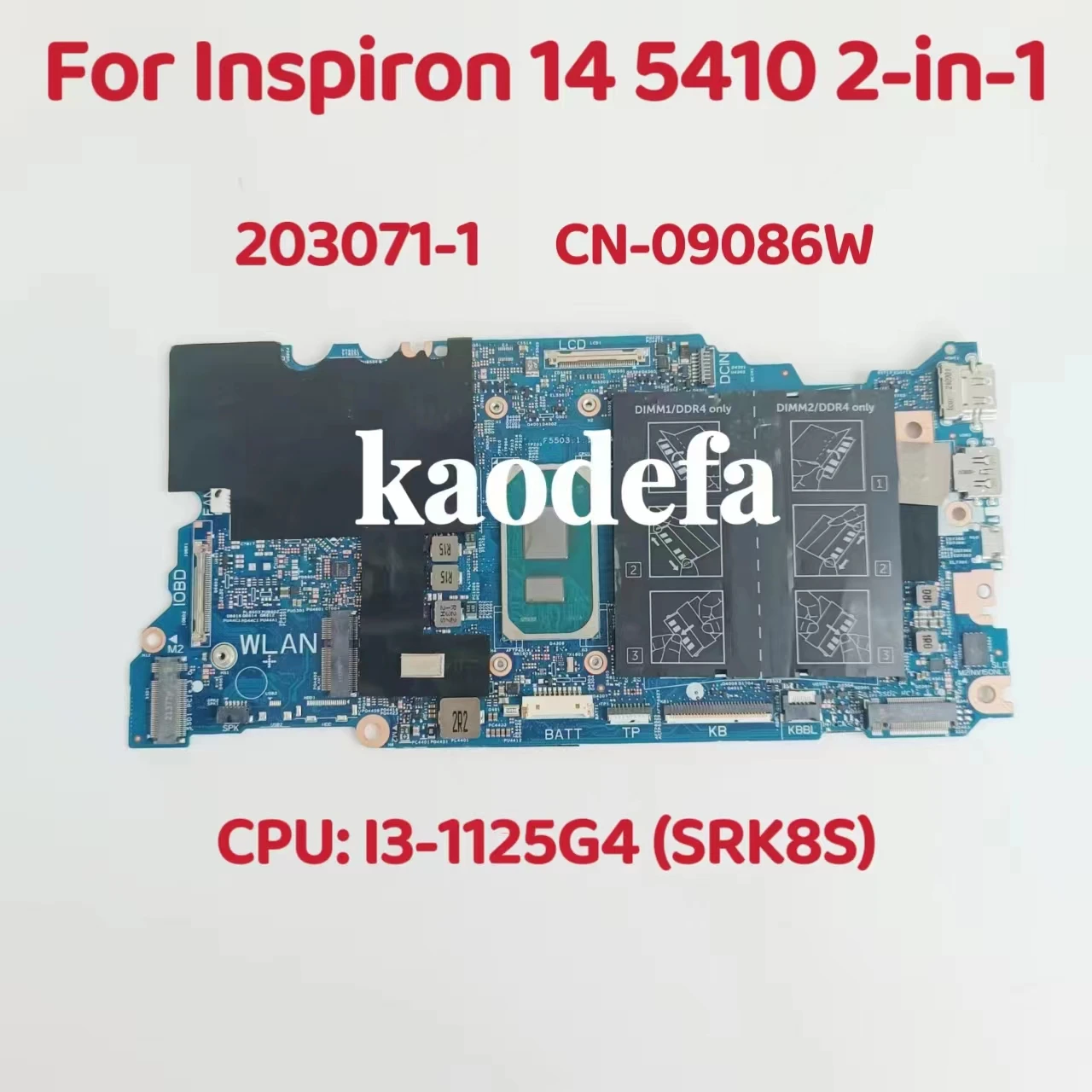 Imagem -01 - Placa-mãe Portátil para Dell Inspiron 14 5410 em Cpu I31125g4 Srk8s Ddr4 Cn09086w 09086w 9086w Teste ok 203071-1
