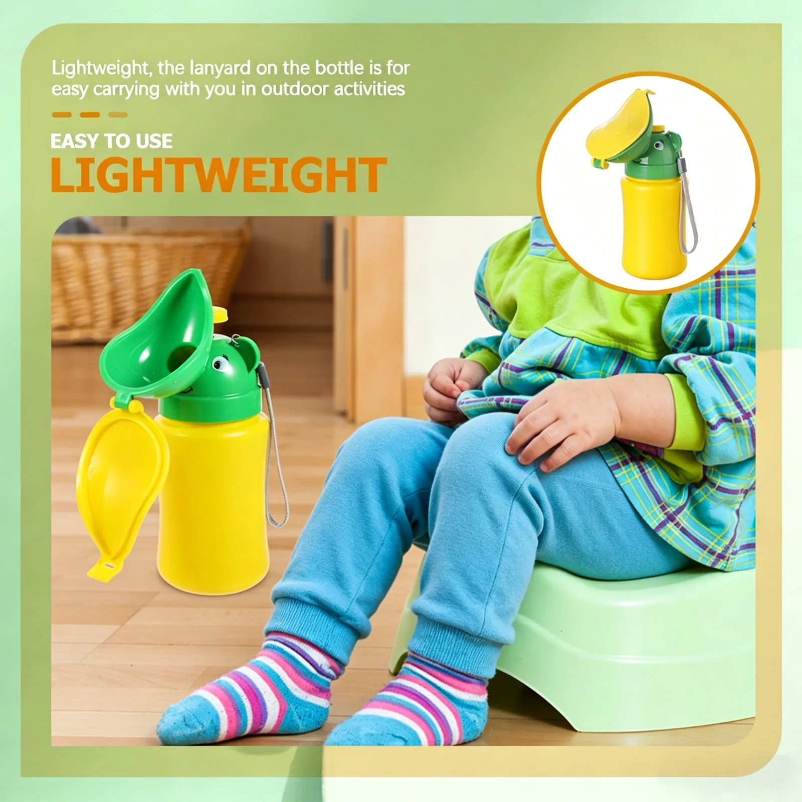 Portable Toddler Car Urinal – Lightweight PP Travel Potty Bottle with Lanyard for Boys & Girls, Outdoor Use