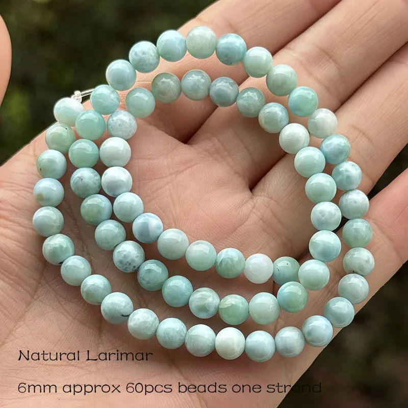 

Natural Larimar Stone Beads Round For Necklace Bracelats Jewelry Making Spacer Strand 15 Inches DIY Loose Beads 3mm 4mm 6mm 10mm