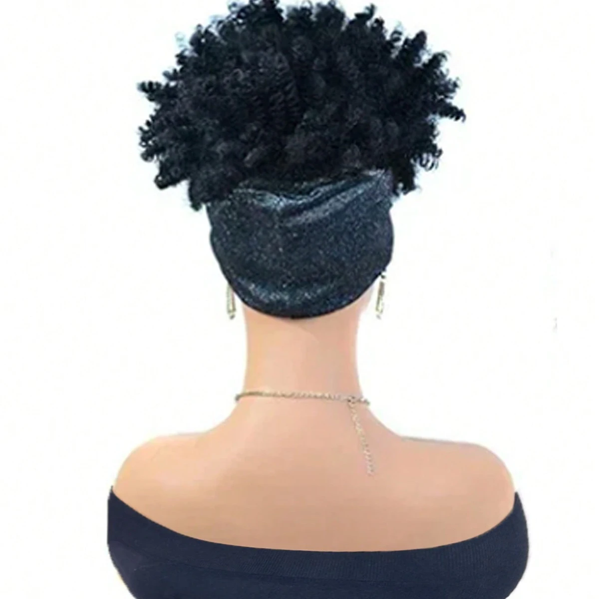 Pelucas de diadema negras para mujer, peluca Afro rizada con pelo corto sintético, pelucas con diadema adjunta