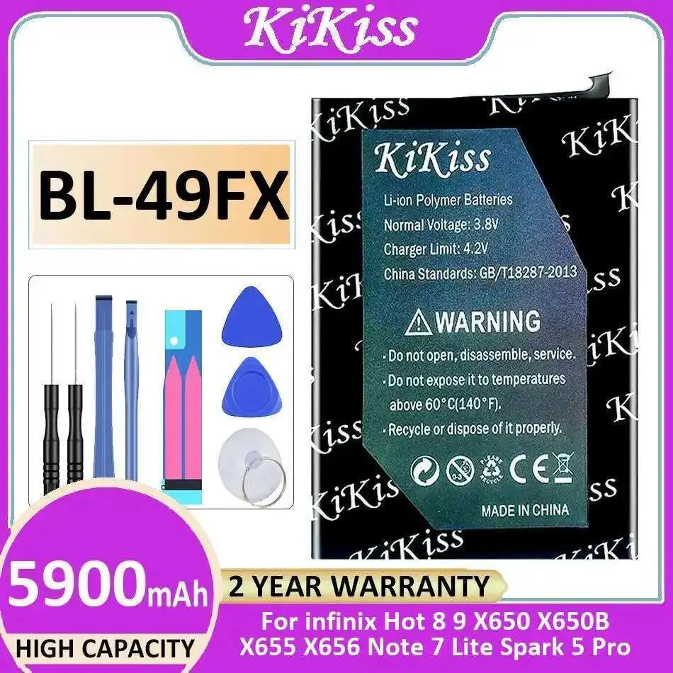 

BL-49FX For Infinix Hot 8 9 X650 X650B X655 X656 Note 7 Lite Spark 5 Pro Mobile Phone Battery 5900Mah High Capacity
