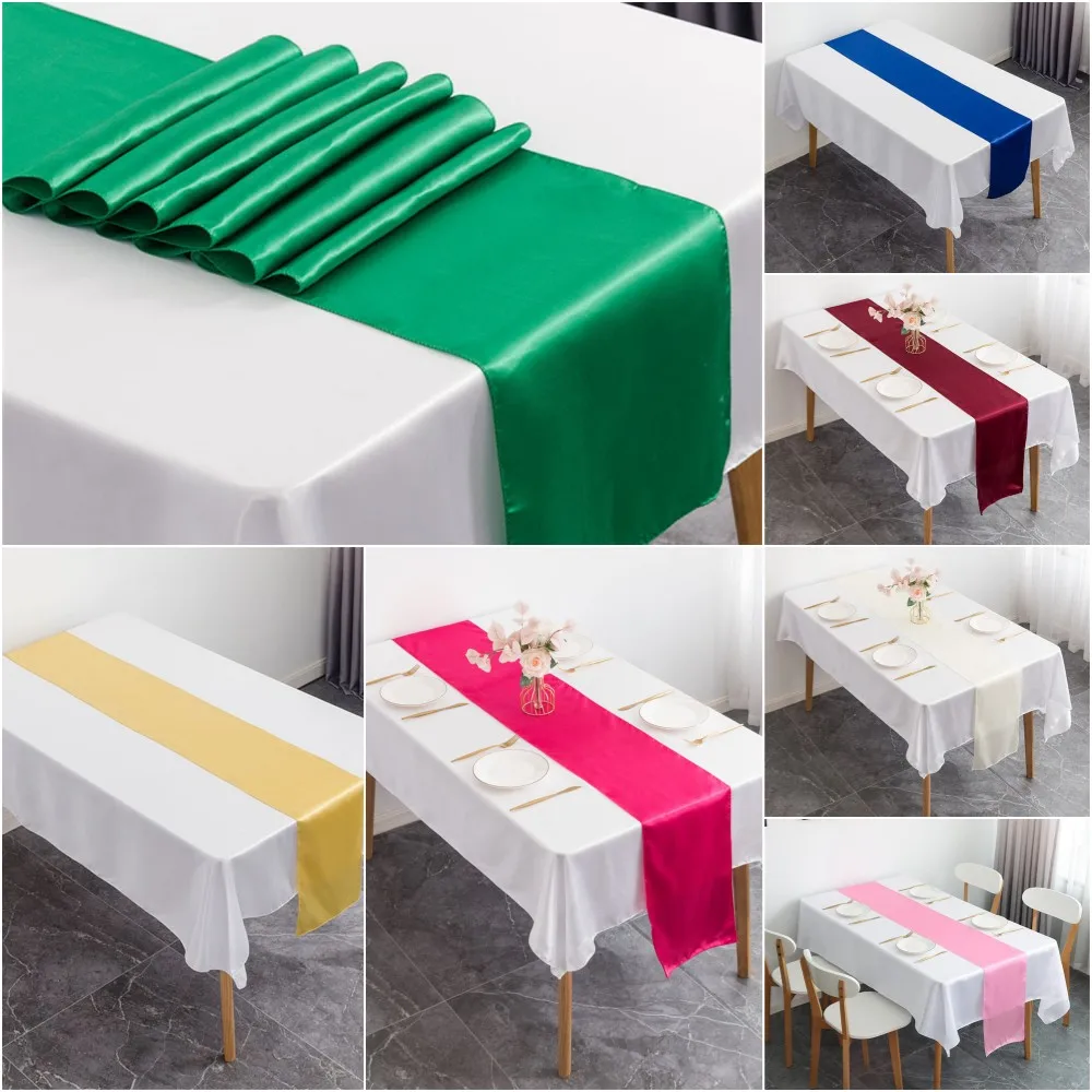 30x275cm Tisch läufer Satin Gold Pink Hochzeits dekor Party Bankett Home Dining Hotel für Tisch bedarf Geburtstag Dekoration