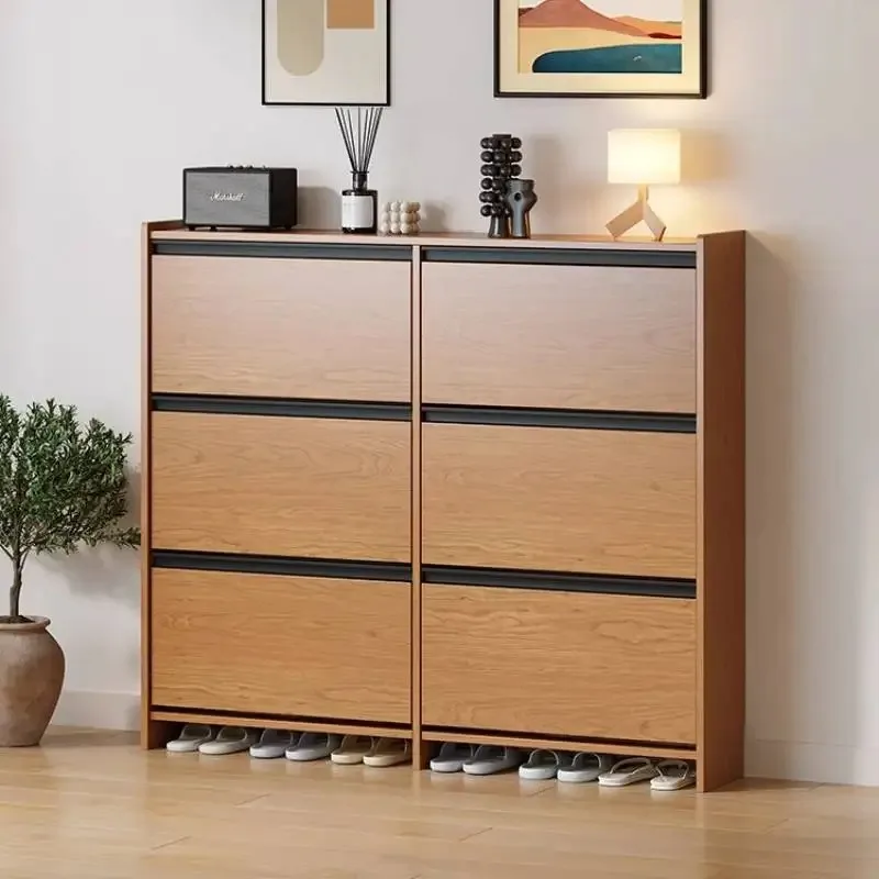 

Vintage Luxury Shoe Cabinet Large Capacity Black Space Saving Storage Fashion Shoe Rack Design Wooden Sapateira Room Decorations