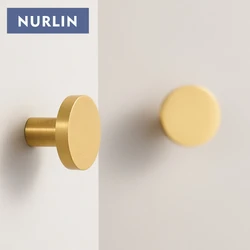 Nurlin Solid Brass Round Cabinet Knobs Circular Wall Clothes Single Hook 4 sizes available customizable