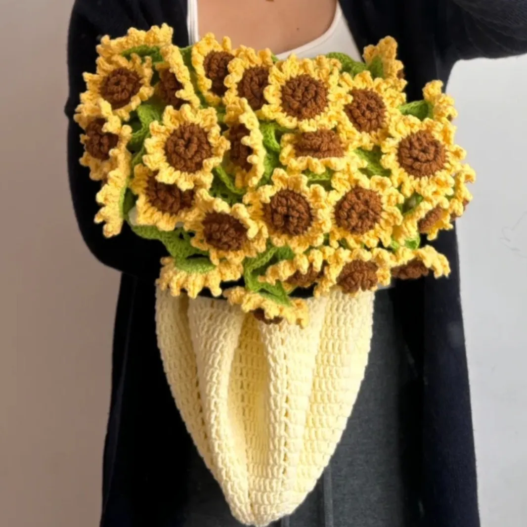 Sunflower Bouquet Throw Blanket Foldable As Flower Bouquet Unfolds To Cozy Knit Blanket for Sofa, Bed Unique Floral Design