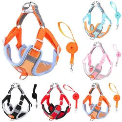 Pet dog harness harness new set reflective adjustable puppy harness outdoor walking running suitable for small and medium-sized