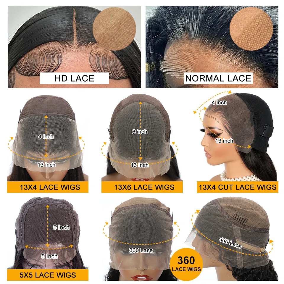 Pré corte peruca de renda cabelo humano pronto para usar 13x 4/13x6 perucas frontais de renda transparente onda do corpo 5x5 fechamento perucas 360 peruca cheia do laço