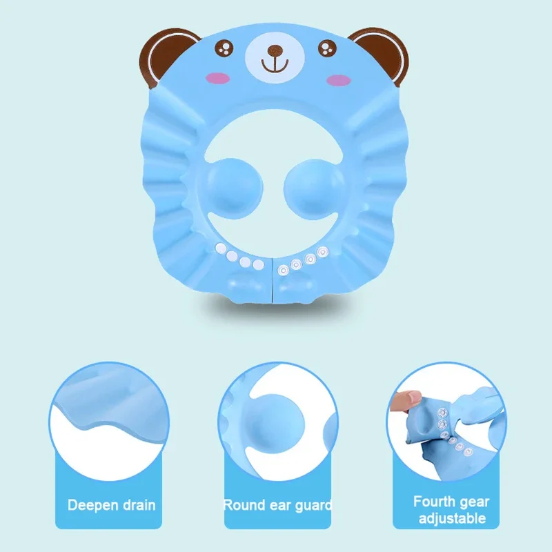 Children's Shampoo Shower Gel Protective Headband Baby Shower Soft Cap Adjustable Shampoo Cap for Children Ear Protection Safety