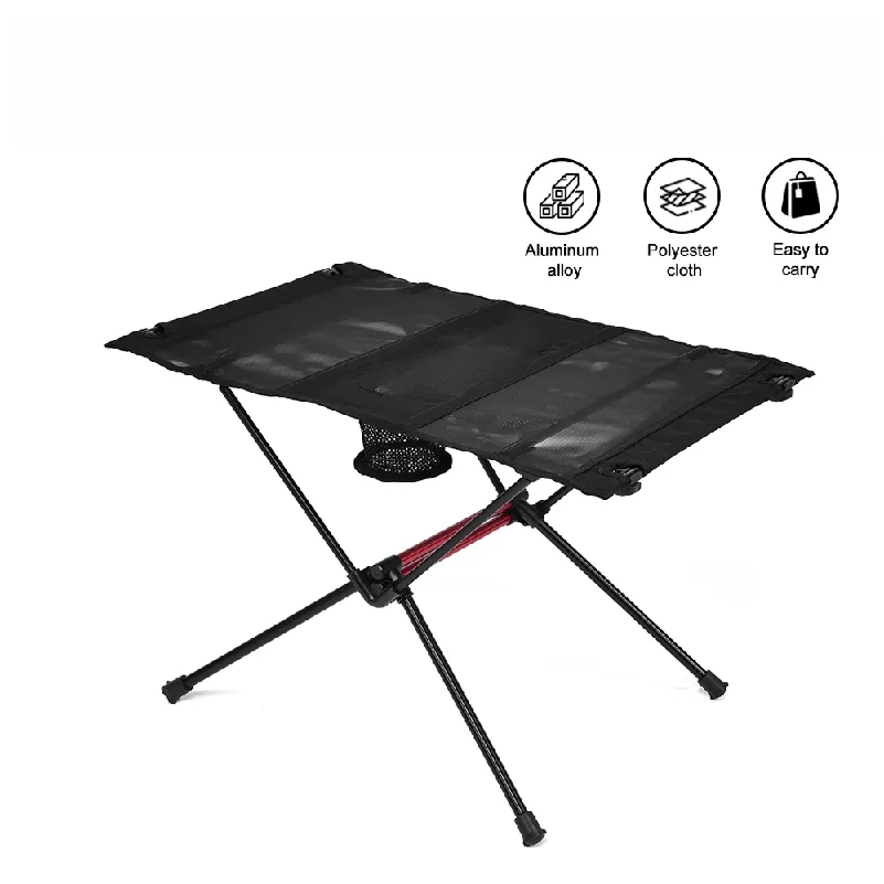 

Portable Folding Camping Table with Cup Holders & Mesh Pocket Lightweight Outdoor Picnic Table for Hiking Travel Beach