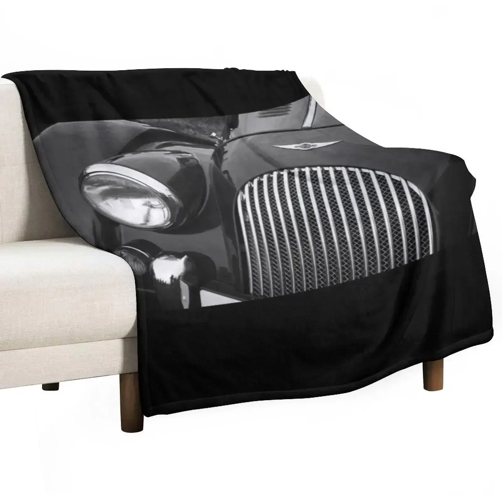 Morgan Sports Car Front Detail Throw Blanket Luxury Throw Winter beds Vintage Blankets