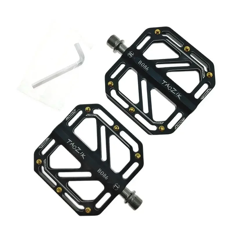 New TAOZIK MTB 3 Bearing Aluminum Alloy Flat Pedal Bicycle Good Grip Lightweight 9/16 Pedals Big For MTB Road Gravel Bike Parts