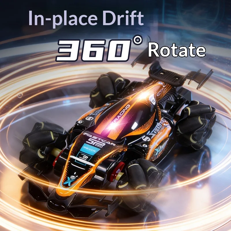 Coche de Control Remoto con Sensor de Gestos, Tracción en las Cuatro Ruedas, Luces de Carreras Todoterreno, Coche de Escritorio, Coche de Acrobacias para Niños