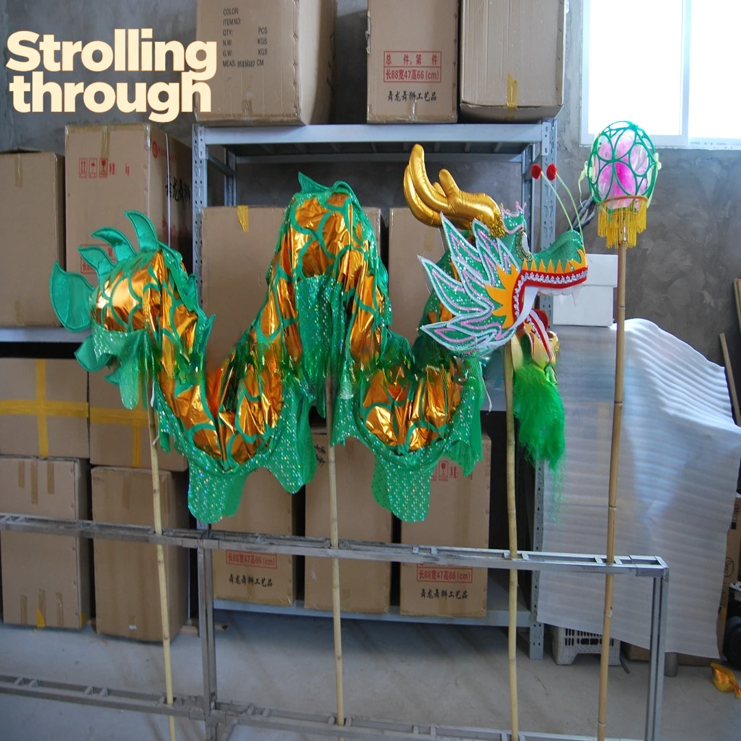 

DRAGON DANCE Props CHINESE Loong Culture 4 meters size 5 Gold-Plated Party Decoration Mascot Costume Folk Festival Stage