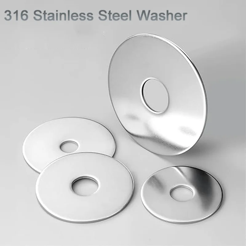 Leijiu 1~100pcs 316 Stainless Steel Flat Washers Thickened Oversized Round Flat Washers Metal Gaskets M3 M4 M5 M6 M8 M10 M12~M24