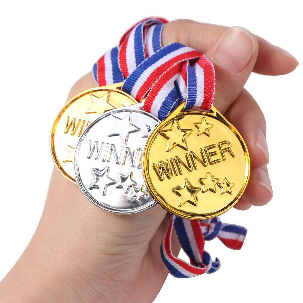 

Winner Reward Gold Silver Bronze Medals Sports Game Swimming Children's Award Medals Running Dancing Plastic Competition Prizes