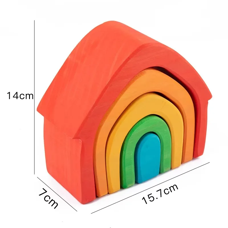 Quattro elementi Foresta Piccola casa sull'albero Corallo Puzzle in legno Ins Blocchi impilabili Giocattoli da costruzione per giochi di finzione per bambini
