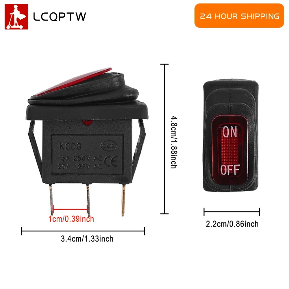 KCD3 Waterproof Rocker Switch On/Off For Razor /Dirt bikes/go-karts Electric Scooter Parts 15A 250VAC 20A 125VAC Power Switch