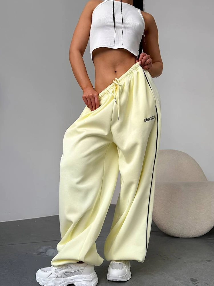 2026 Summer Wide Leg Sports Pants, Loose Fit Straight Leg Casual Pants, Comfortable Stripes