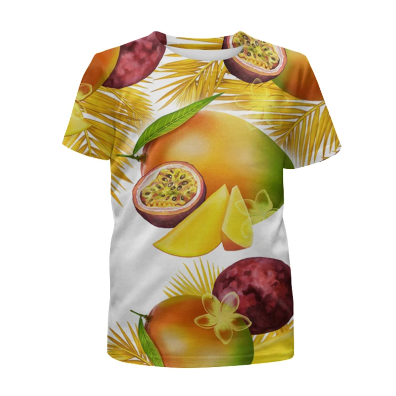 Summer Fruit Dessert Printing New Men\'s And Women\'s Round Neck Short Sleeve Casual Hip Hop Loose Fashion Comfortable T-shirt Top