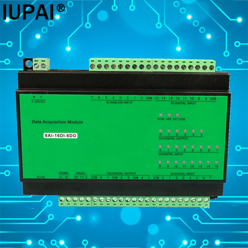 8AI-16DI-6DO Ethernet Module 6 Relays 16 Digital Inputs 8 Analog Inputs Modbus Protocol Industrial Automation Contorl Module