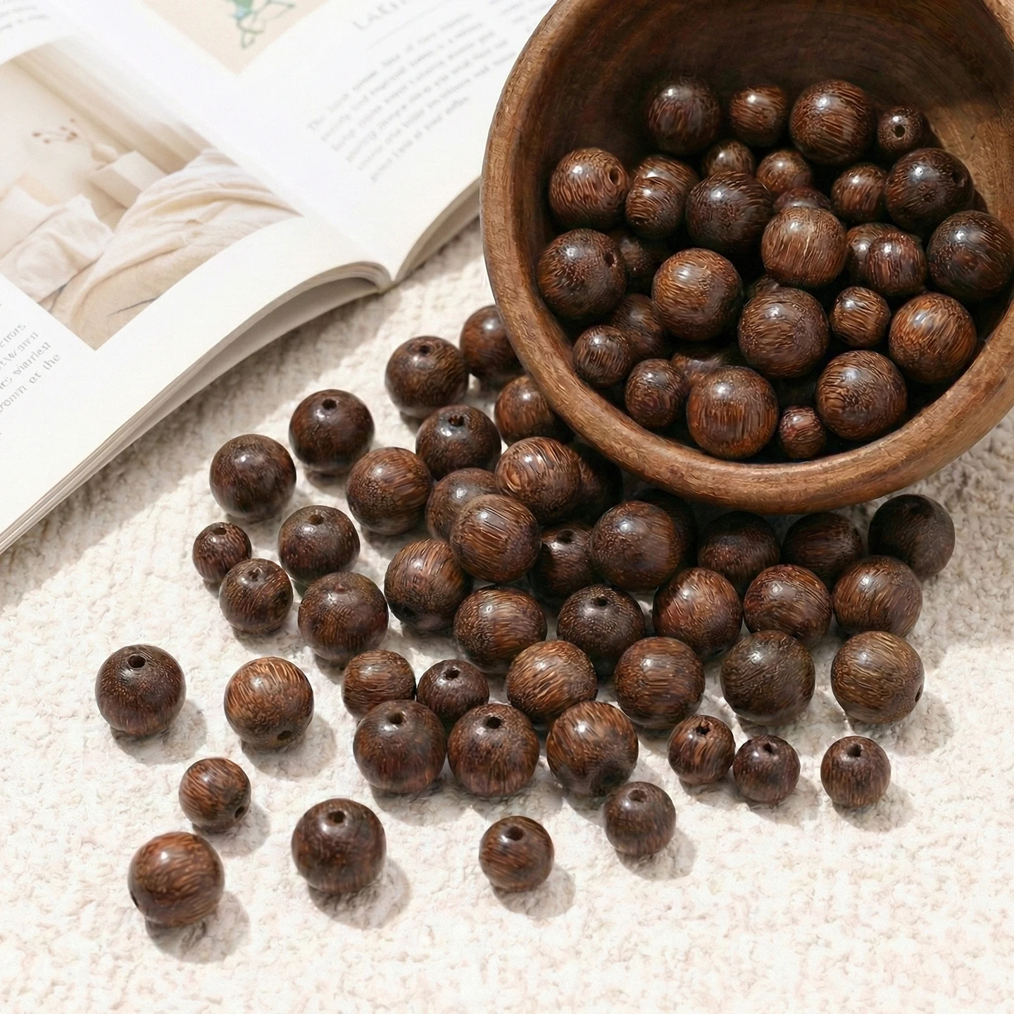 10/20/50pcs/lots Natural Wooden Bead Sandalwood Round Spacer Beads for DIY Jewelry Making Material Bracelet Necklace Accessories