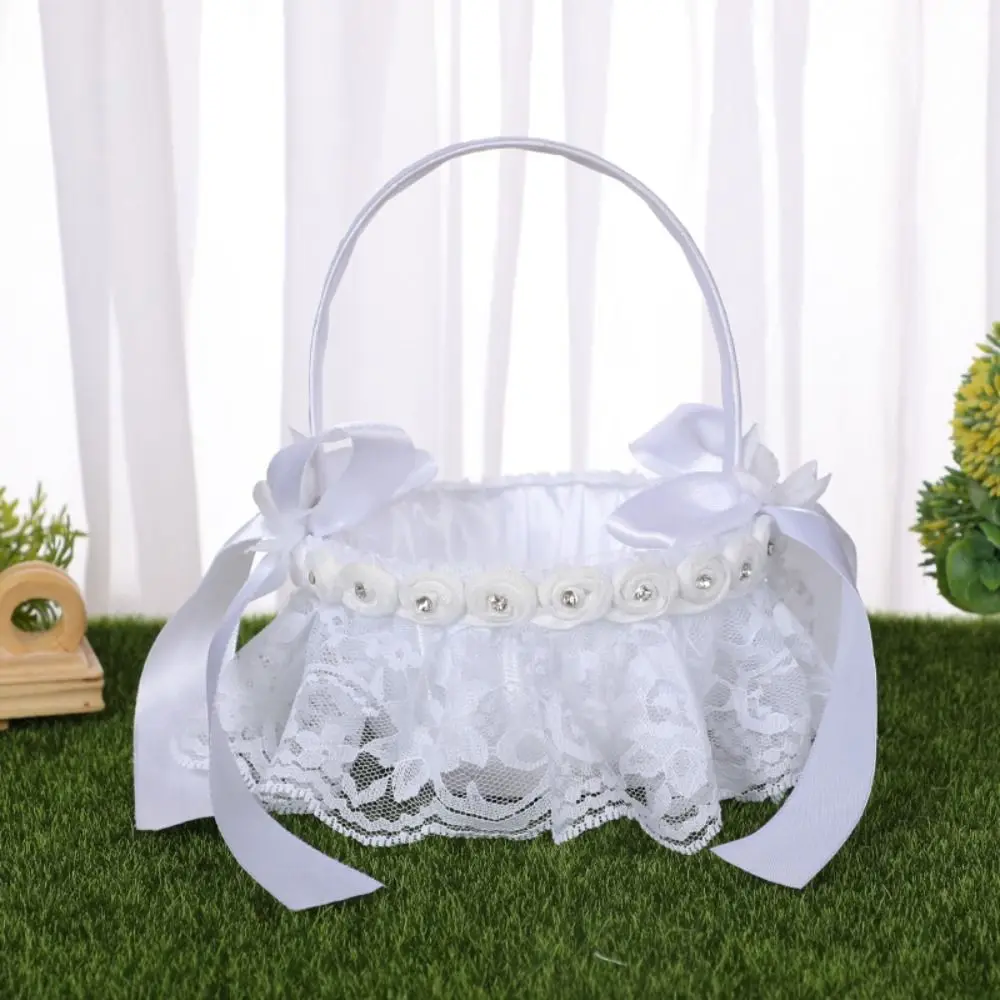 جديد الدانتيل ديكور لجدول وصيفه الشرف زهرة فتاة سلال الزفاف دش ريفي حفل زفاف سلة للزهور