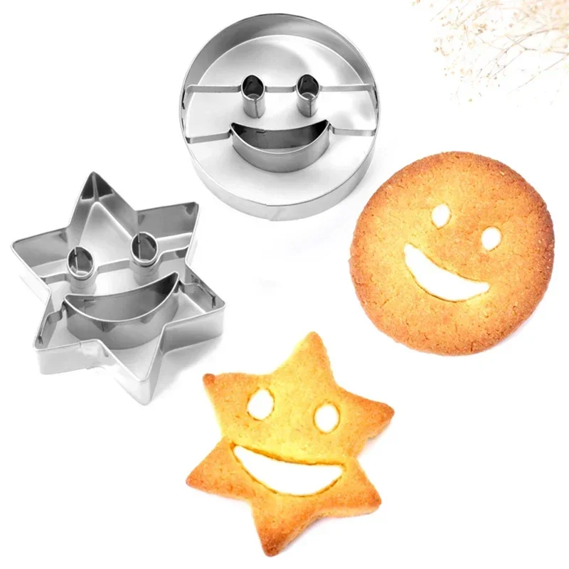 4Pcs Smiling Face Cookies Mold Cutter Biscuit Pastry Cake Decorating Tools Baking Confectionery DIY Tools 4 Shapes