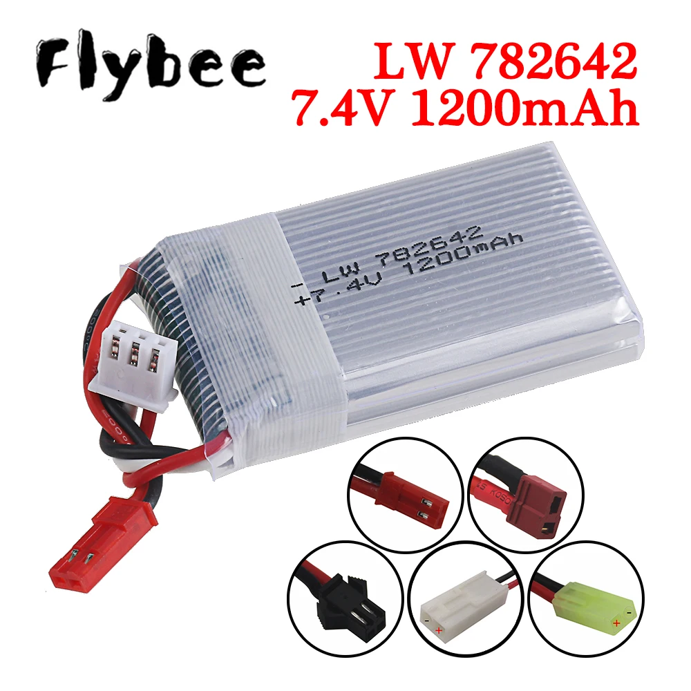7.4V 2S 1200mAh 25C Rechargeable battery With JST SM EL-2P PLUG For MJXRC X600 RC Drone 2S 7.4 v 1200 mah Lipo BATTERY 782642
