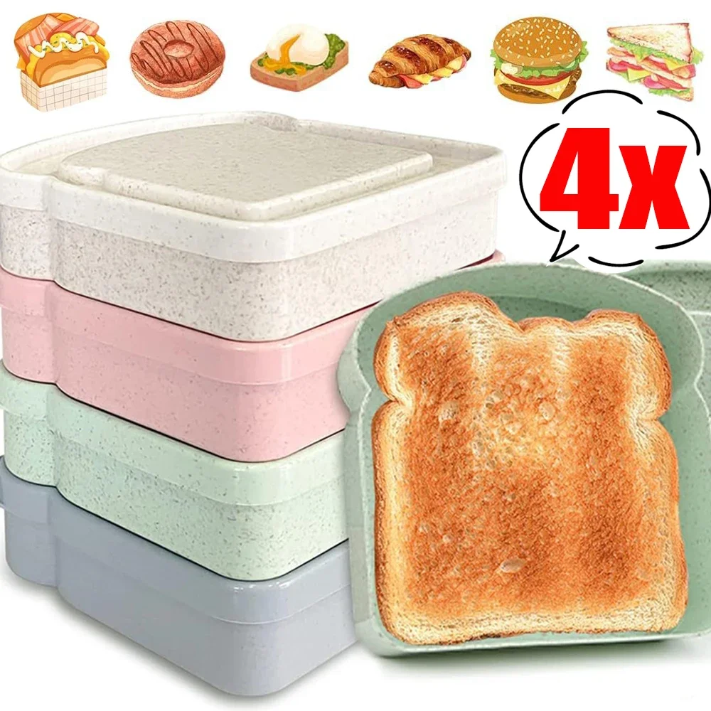 Portable Food Storage Case Sandwich Container Salad Fruits Snack Storage Box with Lid Reusable Microwave Lunch Box Sandwich Case