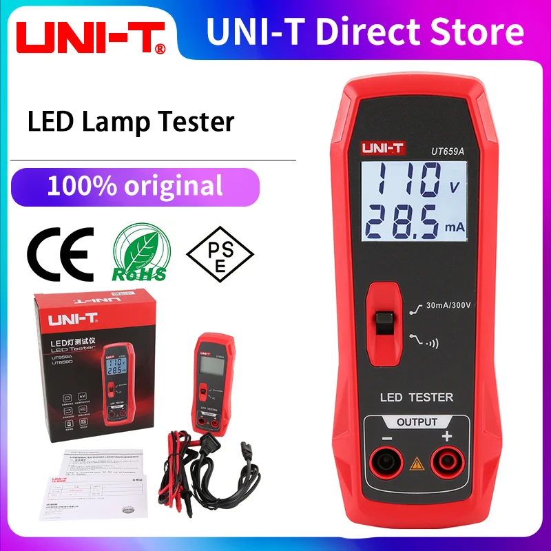 UNIT UT659A Voltage Tester for TV Backlight Repair, Tests Single LEDs & Strips, Auto-Identify Polarity, Wide Voltage Input 8