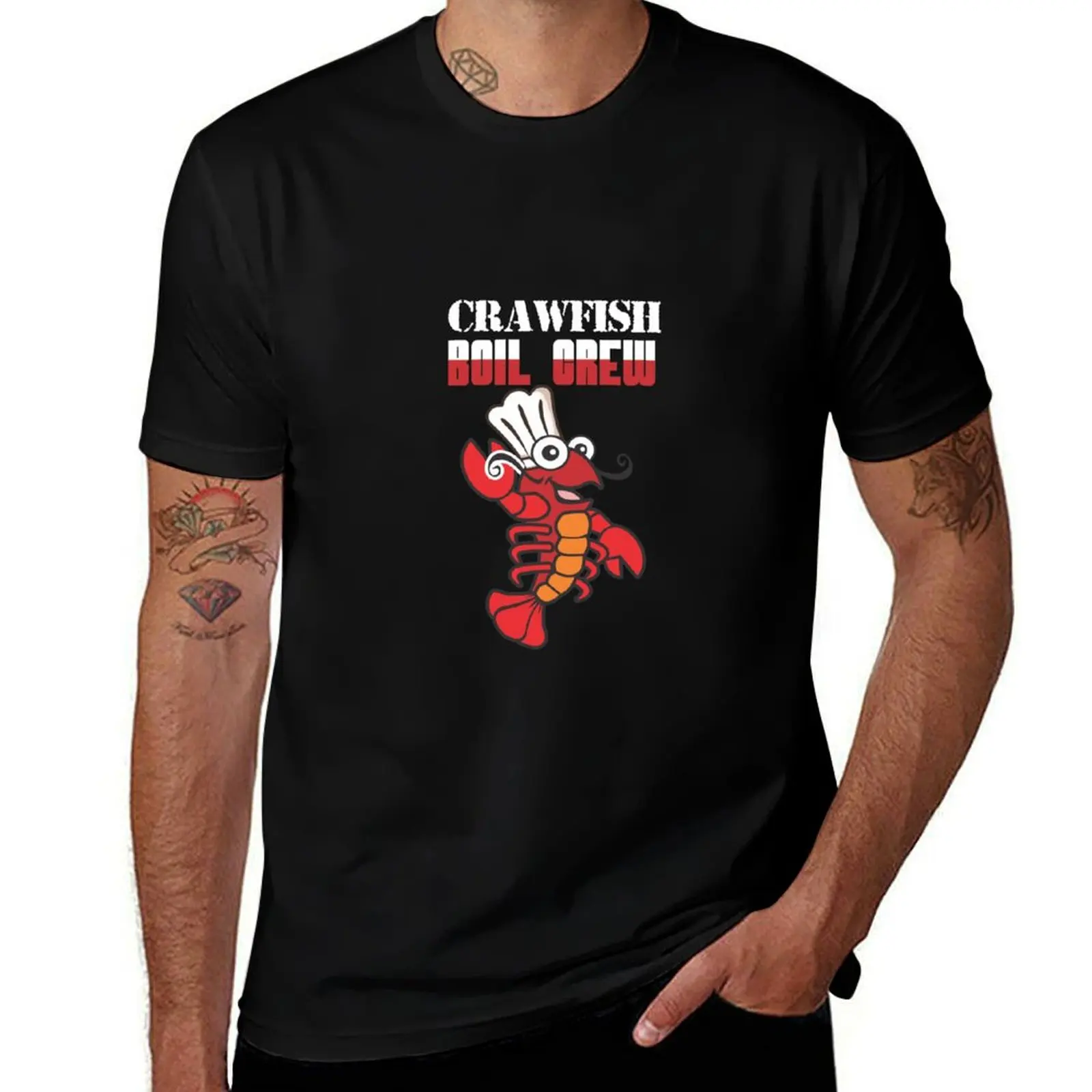 Crawfish Boiling Crew Shirt T-Shirt Basic Plain Tee for Spring and Summer