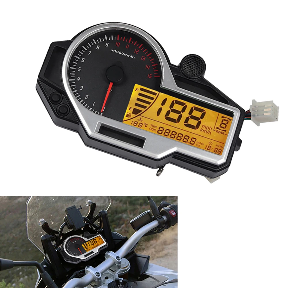 Motorcycle LCD Digital Odometer Speedometer Tachometer Universal For BMW KAWASAKI SUZUKI HONDA for 1 2 4 Cylinders