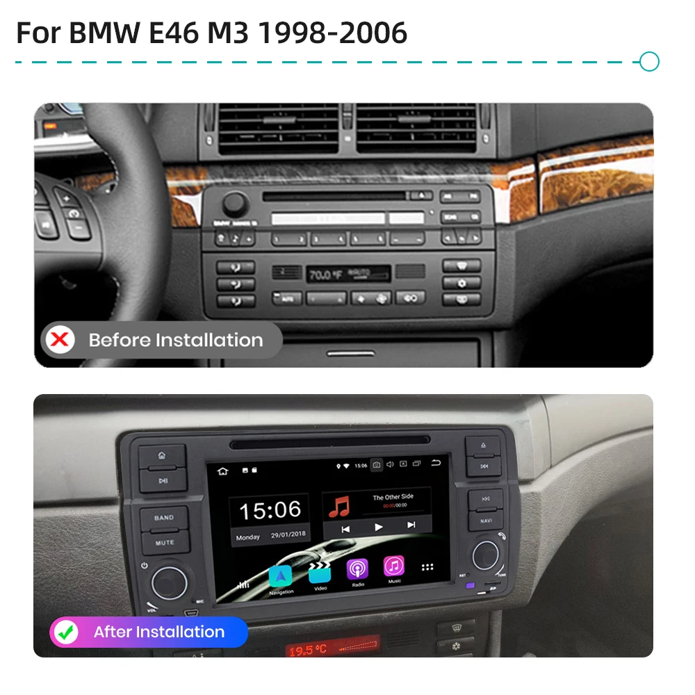 Car Multimedia Player 4G LTE WiFi CarPlay Android 12 GPS Navigation Bluetooth Stereo Car Radio For BMW E46 M3 Rover 75 1998-2006